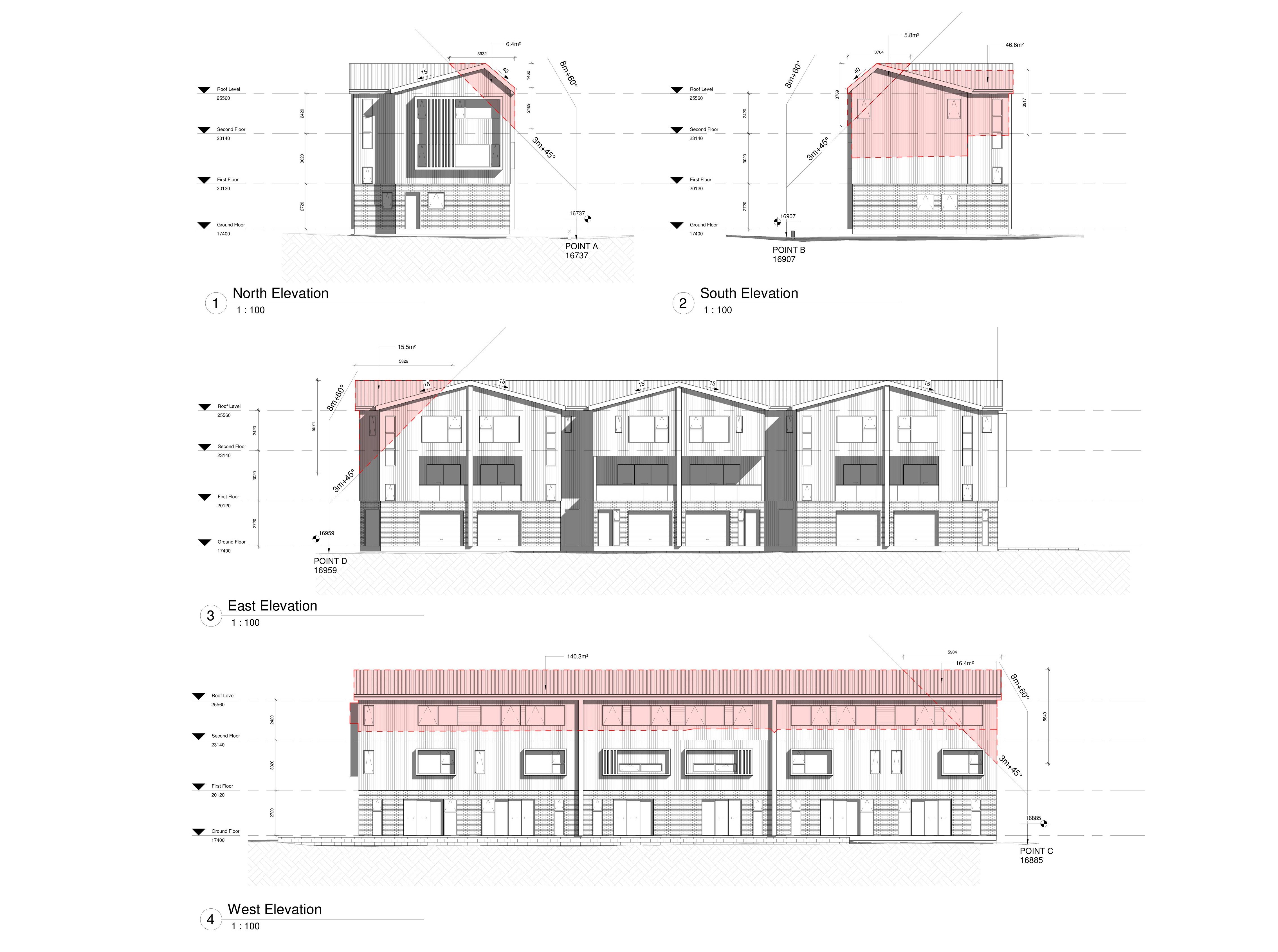 Six Four-Bedrooms Terraced Houses on a Corner Site